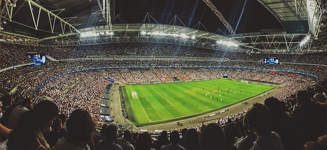 fotbalové hřistě, stadion, fanoušci
